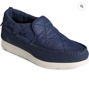 Sperry Blue and White Quilted Boat Shoes Slip-On